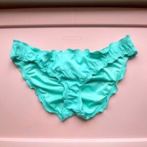 Victoria's Secret Small Bikini Bottom The Ruffle Cheeky Aqua Blue Green Swim